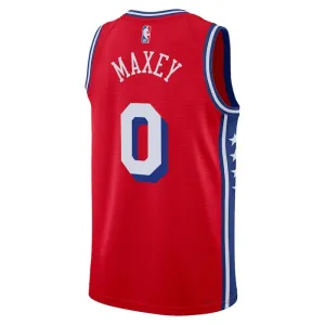 Philadelphia 76ers Jordan Tyrese Maxey 0 Miesten Pelipaita Statement Edition Swingman Punainen