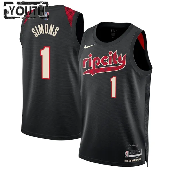 Nike Portland Trail Blazers Anfernee Simons Lasten Pelipaita City Edition 2023-24 Swingman Musta Nike Portland Trail Blazers Anfernee Simons Lasten Pelipaita City Edition 2023-24 Swingman Musta
