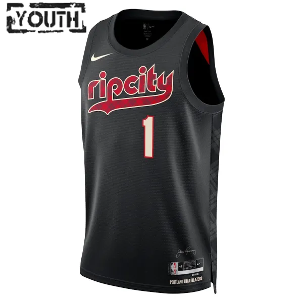 Nike Portland Trail Blazers Anfernee Simons Lasten Pelipaita City Edition 2023-24 Swingman Musta
