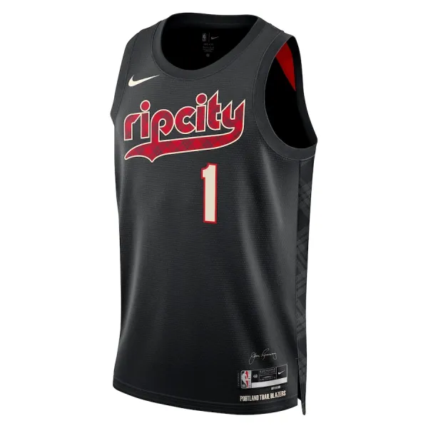 Nike Portland Trail Blazers Anfernee Simons Miesten Pelipaita City Edition 2023-24 Swingman Musta