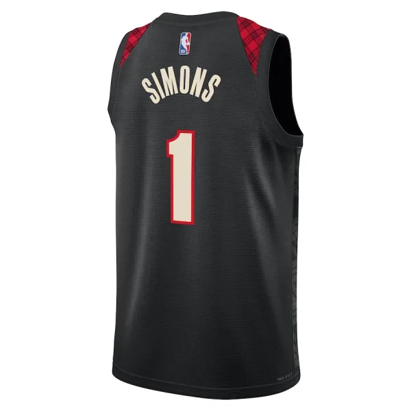 Nike Portland Trail Blazers Anfernee Simons Miesten Pelipaita City Edition 2023-24 Swingman Musta