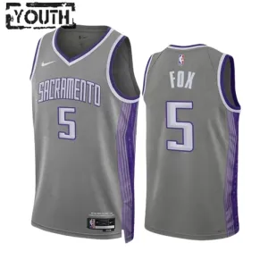 Nike Sacramento Kings De Aaron Fox 5 Lasten Pelipaita City Edition 2022-23 Swingman Harmaa