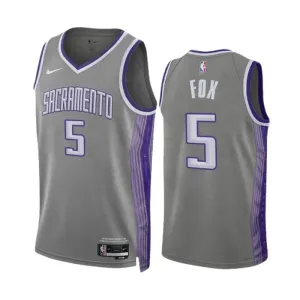 Nike Sacramento Kings De Aaron Fox 5 Miesten Pelipaita City Edition 2022-23 Swingman Harmaa