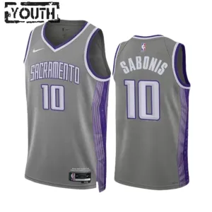 Nike Sacramento Kings Domantas Sabonis 10 Lasten Pelipaita City Edition 2022-23 Swingman Harmaa Nike Sacramento Kings Domantas Sabonis 10 Lasten Pelipaita City Edition 2022-23 Swingman Harmaa