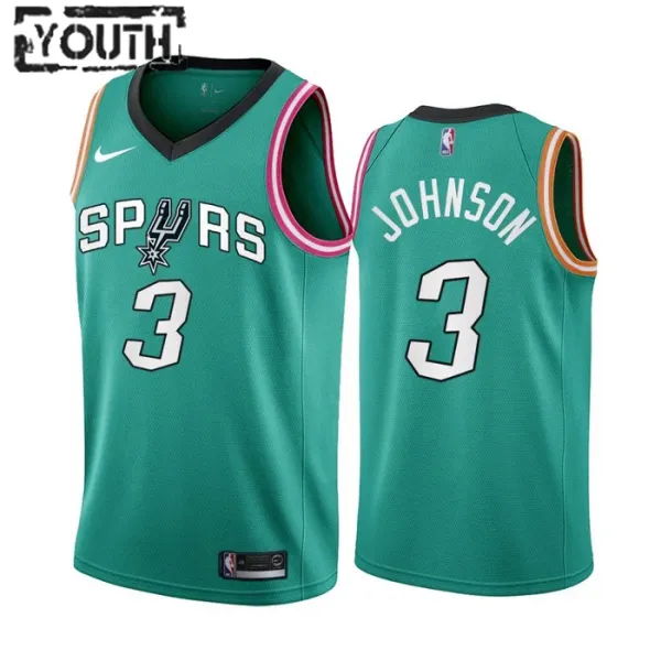 Nike San Antonio Spurs Keldon Johnson 3 Lasten Pelipaita City Edition 2022-23 Swingman Sinivihreä Nike San Antonio Spurs Keldon Johnson 3 Lasten Pelipaita City Edition 2022-23 Swingman Sinivihreä