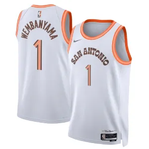 Nike San Antonio Spurs Victor Wembanyama 1 Miesten Pelipaita City Edition 2023-24 Swingman Valkoinen Nike San Antonio Spurs Victor Wembanyama 1 Miesten Pelipaita City Edition 2023-24 Swingman Valkoinen