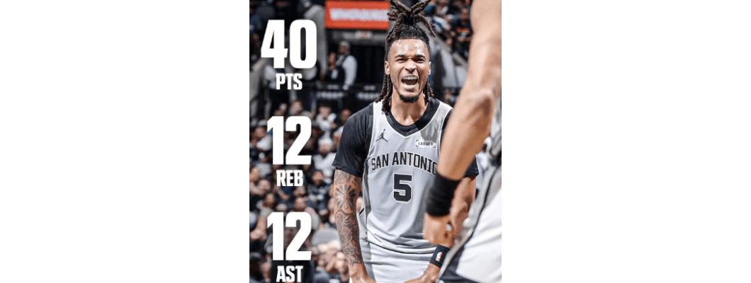 Spursin nouseva tähti Stephen Castle rikkoi yli 40 pisteen tripla-tuplan ennätyksen Spursin nouseva tähti Stephen Castle rikkoi yli 40 pisteen tripla-tuplan ennätyksen